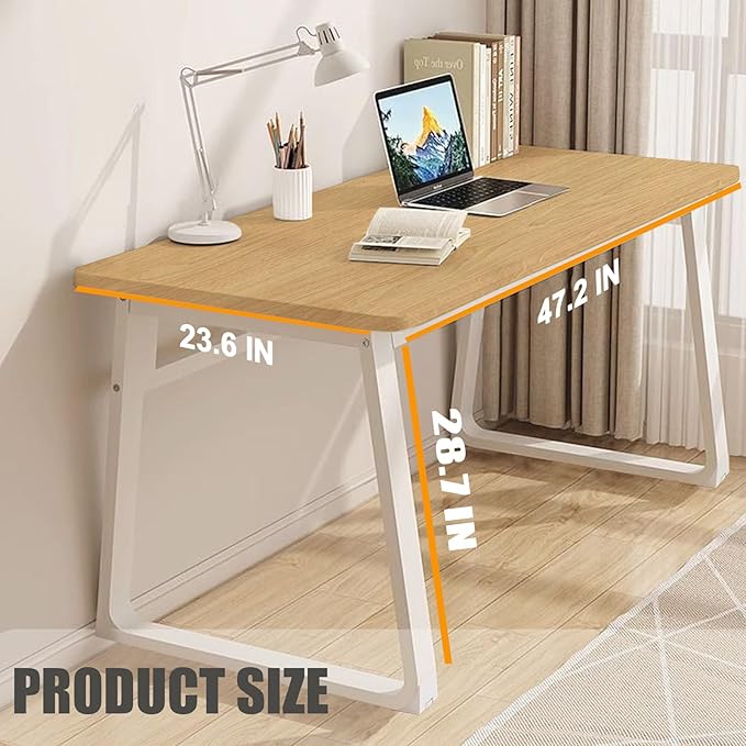 Small Office Computer Desk Writing Desk Waterproof and Scratch-Resistant,Sturdy Study Writing Desk with Wooden Tabletop and Metal Frame for Bedroom