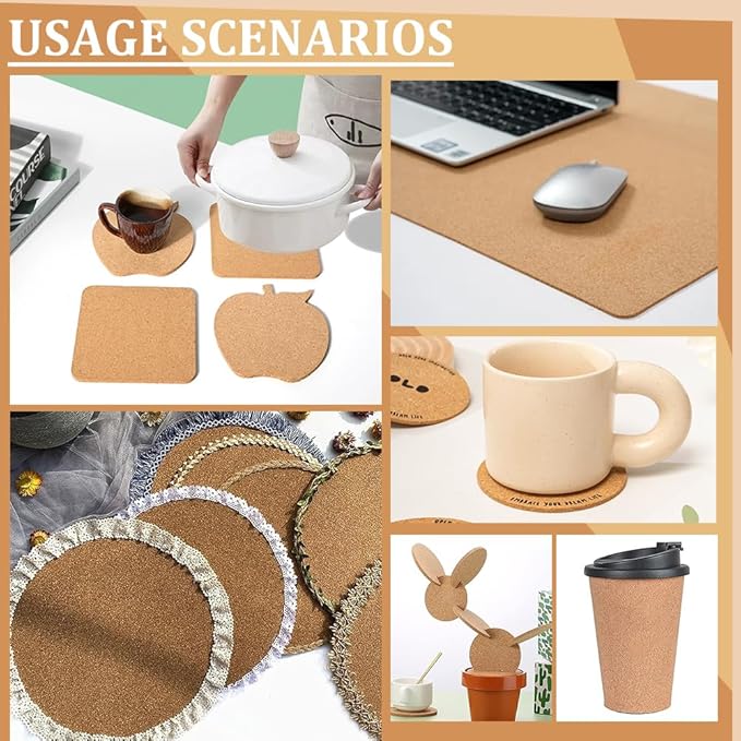 BENECREAT 10 Pack 12x12 Inch Cork Board 1mm Thick Cork Board Tiles Square Cork Tiles Coaster Cork Sheets Tiles for Bulletin Boards, Wall Decoration, DIY Crafts