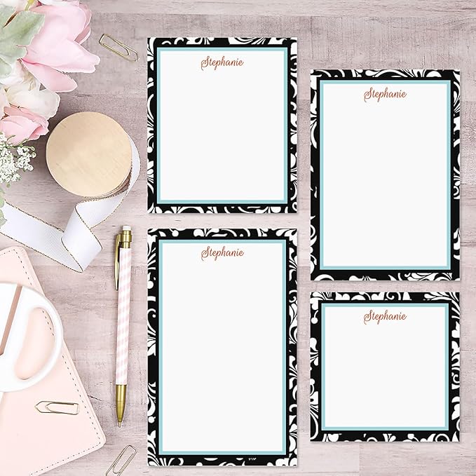 Current Personalized Opulent Notepad Set - Set of 4, 100-sheet pads, Add Your Name, Largest pad 4-1/4" x 6-3/4", Personalized Stationery, Graduation Gift