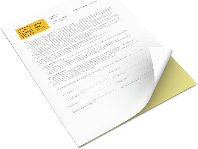 xerox Vitality Multipurpose Carbonless 2-Part Paper, 8.5 x 11, Canary/White, 5,000/Carton