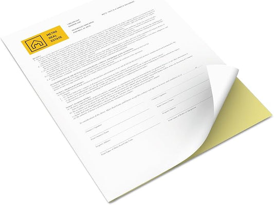 xerox Vitality Multipurpose Carbonless 2-Part Paper, 8.5 x 11, Canary/White, 5,000/Carton