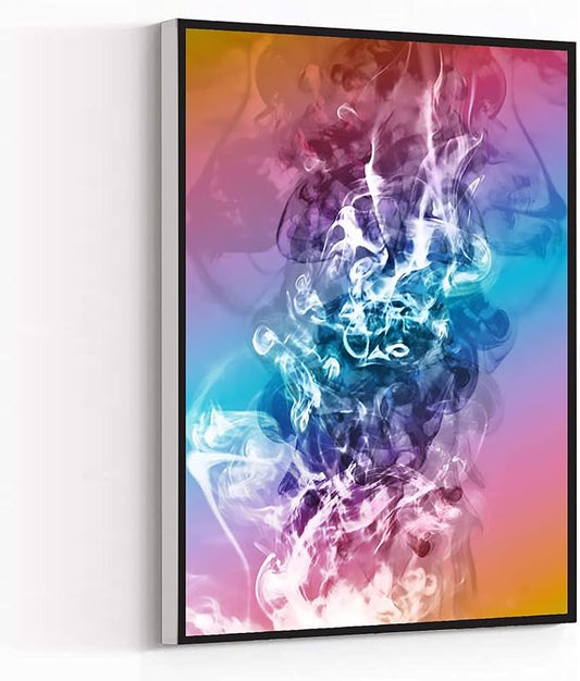 Wall Art Framed Ready to Hang Colorful Abstract Smoke Canvas Wall Art For Home Office Decoration 24*36 inches