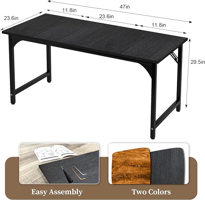 AZN Computer Desk, Office Desk 47'', Computer Desk for Work Study Writing Gaming, Office Desk w/ 24in Wide Desktop & Large Legroom, Home Office Desks w/Waterproof & Scratch-Resistant Surface