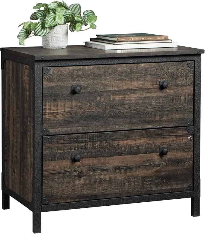 Sauder Steel River Lateral File, Carbon Oak Finish