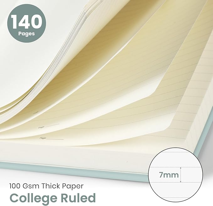 Taja Lined Spiral Journal Notebook for Women & Men, 140 Pages, College Ruled Hardcover Notebook for Work & Note Taking, Journals for Writing, A5(5.7" x 7.9") – Dusty Blue