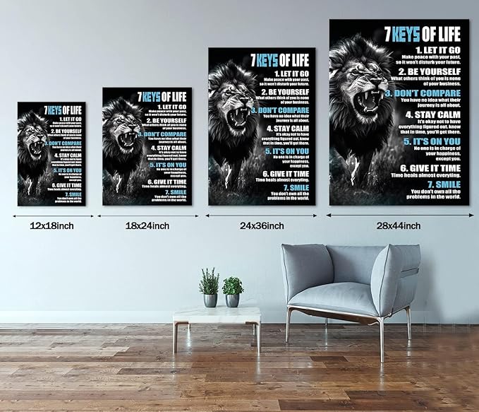 Yatsen Bridge Inspirational Canvas Wall Art Canvas Print Painting Black and White Pictures Lion Wall Decor Artwork Classroom Home Office Decor Wooden Framed Ready to Hang -24''Wx36''H