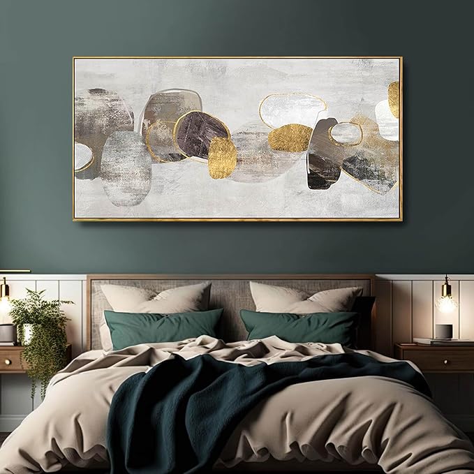 SDYA Gray Abstract Wall Art Decor 30x60 Inch Large Gold Wall Art Modern Artwork for Living Room Bedroom Office Wall Accents