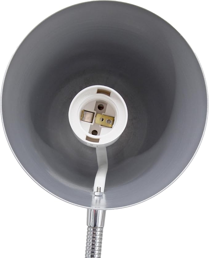 Simple Designs LD1075-SLV 15.28" Sleek Essentials Minimalist Metal Desk Task Lamp, for Office, Desk, Nightstand, Dorm, Silver