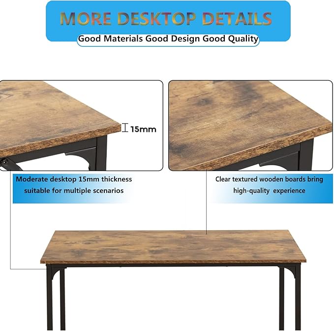Computer Desk Writing Desk Gaming Table 40 Inches PC Desk Wood and Metal Desk for Home Office，Modern Simple Style，Vintage, XXF-CT-H8050-VINTAGE