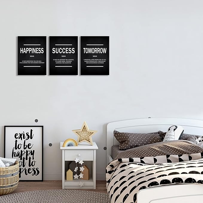 KAWAHONE Success Quotes Wall Art, Motivational Entrepreneur Tomorrow Poster Inspirational Happiness Wall Hanging Picture Decor for Home Office Workplace Gift for Business Leadership Men Women Ready to