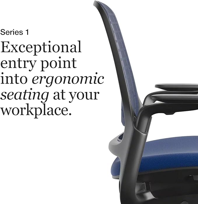 Steelcase Series 1 Office Chair - Ergonomic Work Chair with Wheels for Carpet - Helps Support Productivity - Weight-Activated Controls, Back & Arm Support - Easy Assembly - Royal Blue