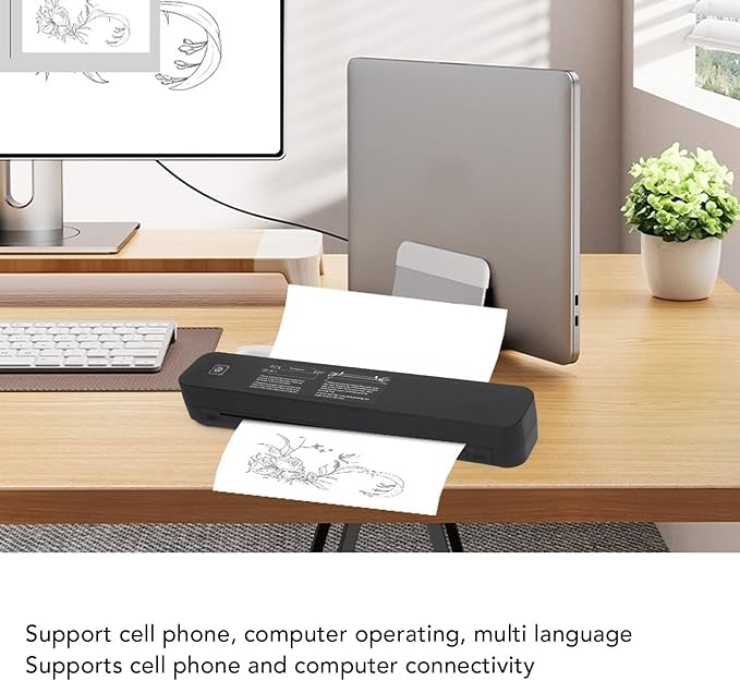 Portable Inkless Printer with 203DPI Resolution Fast Output for Home School Office Support for iOS OS X USB C Connectivity
