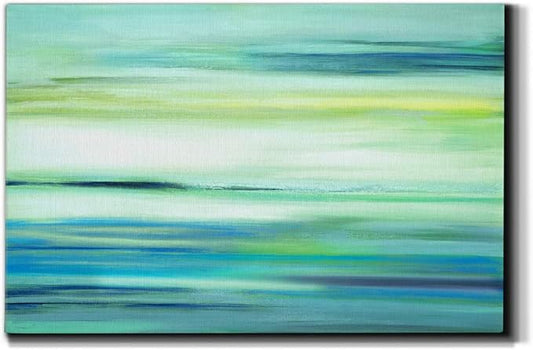 Landscape Wall Art Premium Gallery Wrapped Canvas Abstract Ocean Forest Modern Artwork Decoration for Living Room Kitchen Bathroom Office, Ready to Hang