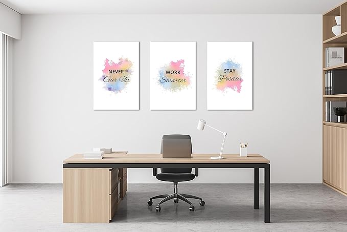 SHMAO 3 Piece Office Canvas Wall Art, Motivational Quotes Colorful Print Pictures Decor for Office, Men Women Inspirational Framed Artwork Home Ready to Hang 20''x30'' x Pcs