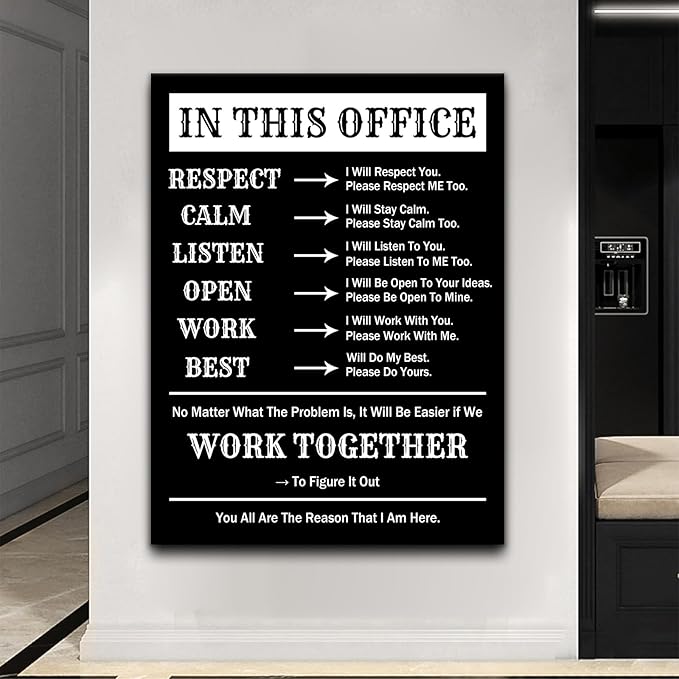 Inspirational Poster Wall Art for Office Motivational Quotes Printed on Canvas Picture Painting Wall Decor Artwork for Living Room Hallway Workplace Company Stretched and Framed [30''Wx 40''H]