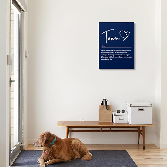 XWELLDAN Team Definition Poster Teamwork Wall Art for Office Decor, Office Artwork Wall Decor, Office Wall Decor, 11x14, Framed（navy blue）