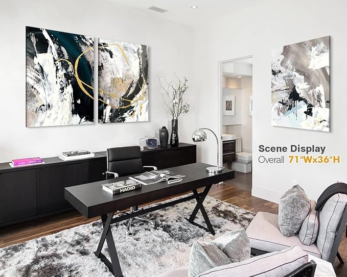 GIFTTWART Extra Large Textured Canvas Wall Art – Modern Abstract Black and White Painting for Living Room, Office, Dining Room Decor, 71"x36"
