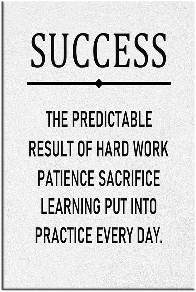 Inspirational Poster Wall Art Success Motivational Entrepreneur Quotes Print on Canvas Positive Motto Picture Painting Wall Decor for Modern Home Living Room Gym Stretched and Framed [24''Wx36''H]