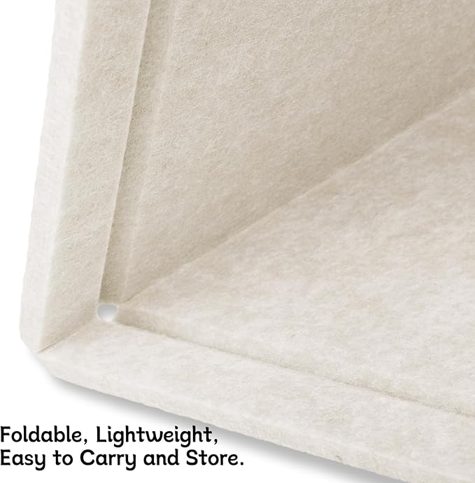 Bulletin Board, 36" x 24" Foldable Cork Board Felt Pin Boards with 35 Pushpins Self-Adhesive Photo Decorative Felt Boards for Walls, Office, School, Classroom, Home, Bedroom - Oatmeal