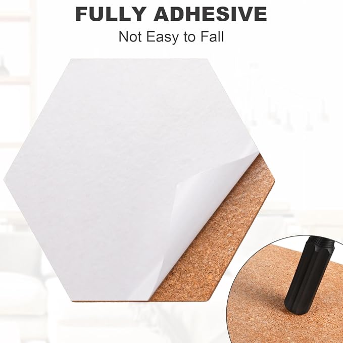 Small Hexagon Cork Board - Self Adhesive Cork Board Tiles for Walls, Cork Bulletin Board Hexagon for Home Office School Decor Memos Photos Display (3 Pcs)