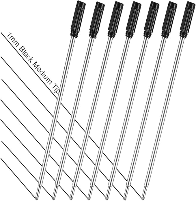 Jovitec 24 Pieces Replaceable Ballpoint Pen Refills Metal Pen Ink Refills Smooth Writing 4.5 Inch (11.6 cm) and 1 mm Medium Tip for Gifts Office(Black)