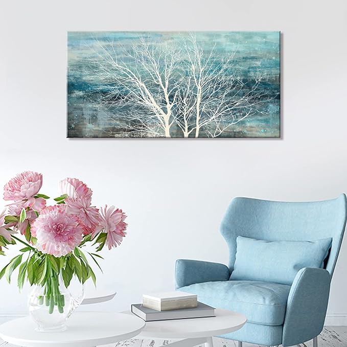 Sxurmtiie abstract wall art landscape bedroom wall decor three of life artwork picture Modern Nature Teal Artwork Prints paintings living room decortaion