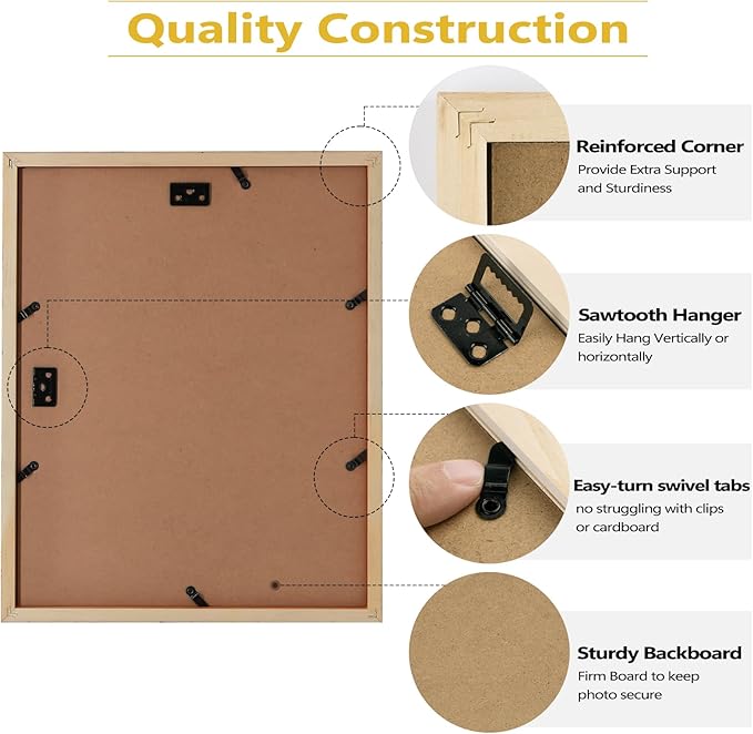 Golden State Art, 11x14 Distressed Brown Wooden Frame with White Mat - Displays Five 4x6 Photos - Tempered Glass - Wall Mounting, Portrait, Set of 2