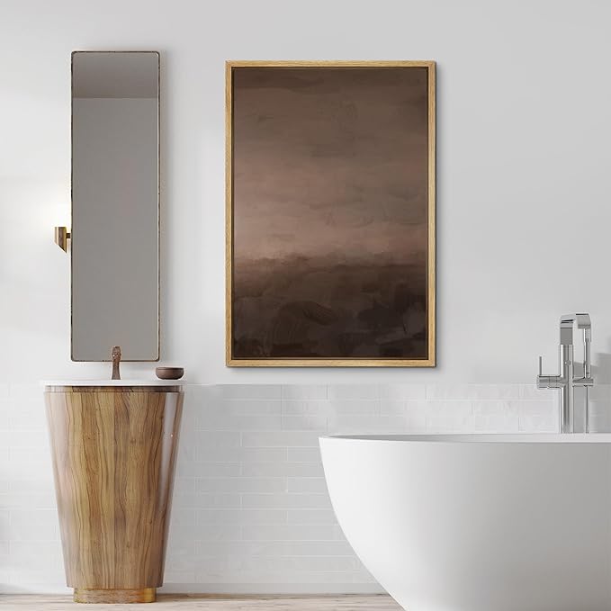SIGNFORD Framed Canvas Print Wall Art Moody Brown and Earthy Abstract Minimalist Illustrations Modern Art Decorative Relax/Calm for Living Room, Bedroom, Office - 16"x24" Natural