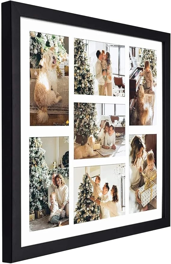 Golden State Art, 13.7x15.7 Matted Black Wood 7-Opening for 4 x 6 Collage Picture Frame, 3 Pack