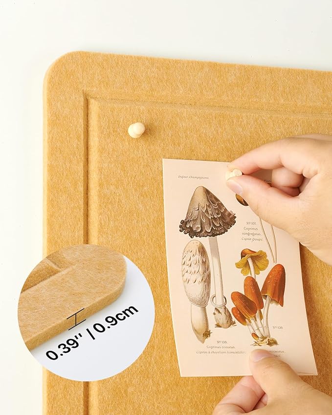 Bulletin Board, 36 x 24 inches Cork Board Alternative, 6 Pack Felt Pin Boards for Walls Home Office Decor, Classroom with 30 Adhesive Tabs Longan Yellow