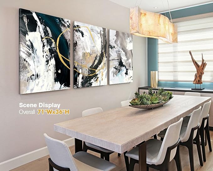 GIFTTWART Extra Large Textured Canvas Wall Art – Modern Abstract Black and White Painting for Living Room, Office, Dining Room Decor, 71"x36"