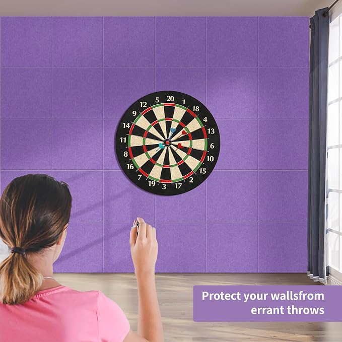 Large Cork Bulletin Board Alternative for Offices, Size 60 x 35 inches - 15-Pack; Felt Bulletin Board Dart wall Protectors for Office Walls, Schools, and Home wall Decoration, Purple.