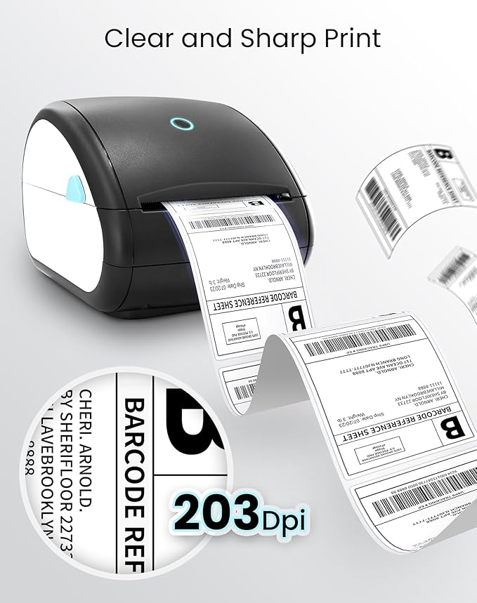 Shipping Label Printer Bluetooth - Thermal Shipping Label Printer 4x6 for Small Business, Home, Office, Prints Clearly and Easy to Connect, Compatible with Amazon, Ebay, Tiktok, Etsy, USPS, Black