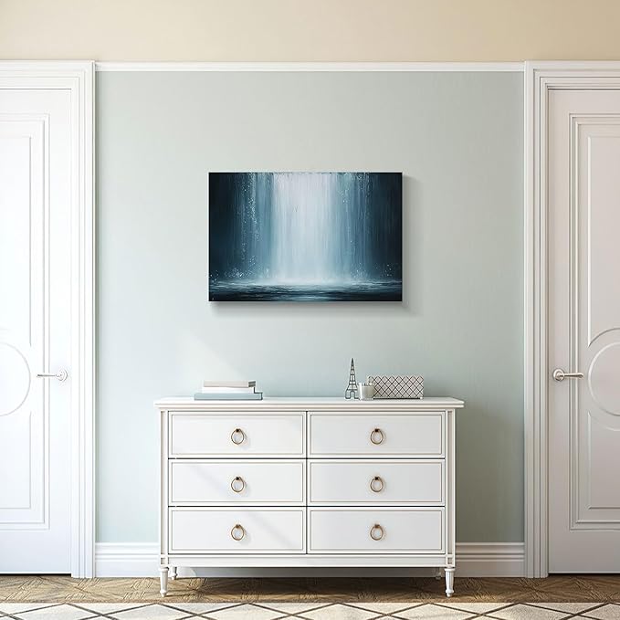 gaosoul Modern Abstract Canvas Wall Art Blue Fantasy Falls Paintings Stylish Framed Minimalism Artwork Prints for Living Room Bedroom Office Decor 30x20in