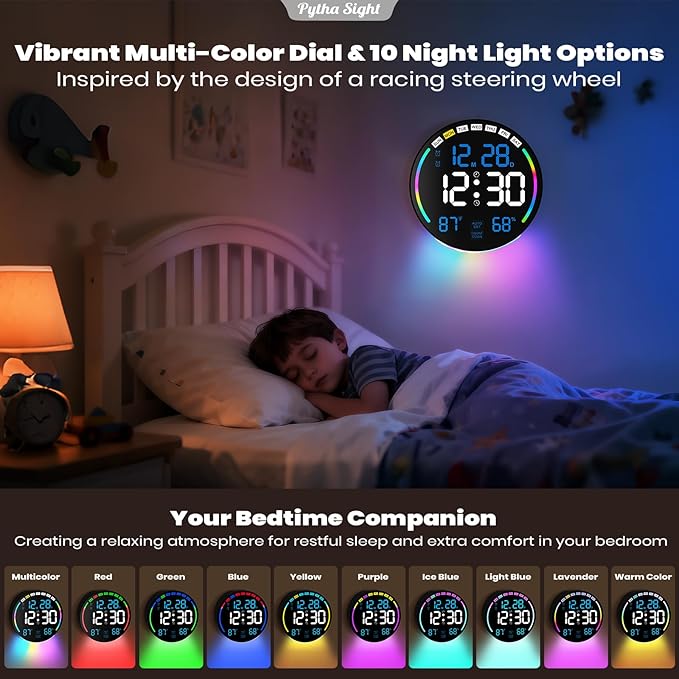 Large Digital Wall Clock with 10.3" LED Display,Alarm,Countdown Timer,DST,Temperature,Humidity,Auto-Dimming,Remote Control,Night Light for Classroom,Bedroom,Living Room,Office,Gym