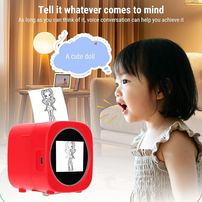 FTVOGUE Small Thermal Printer, AI Voice Sticker Printer, 203dpi WiFi Connection, Portable for Office Study, USB Charging, for Making Stickers, Children Creative Projects