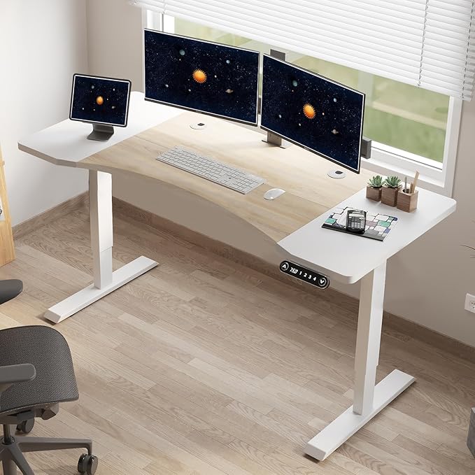 63 Inch Dual Motor Electric Standing Desk, Height Adjustable Sit Stand Desk with Memory Control and Spacious Desktop for Home Office