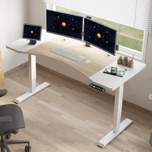 63 Inch Dual Motor Electric Standing Desk, Height Adjustable Sit Stand Desk with Memory Control and Spacious Desktop for Home Office