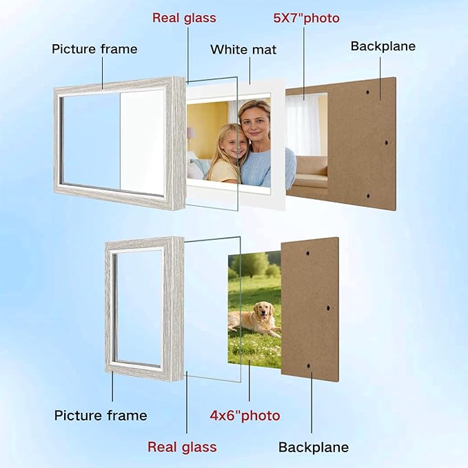 ZEEYUAN 4x6 & 5x7 Desktop Hinged Foldable Picture Frame Gifts for Mom Mother, Mothers Day Photo Frame Gifts for Mom from Daughter Son, Collage Multiple Picture Frames Desk Display with Glass Front