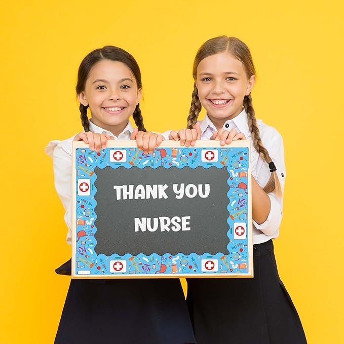 88Feet Nurse Healthcare Workers Bulletin Board Borders for Doctor Nurse Day Party Decoration Medical Nurse Themed Hospital Bulletin Board Sticker Nursing School Classroom Graduation Decorations