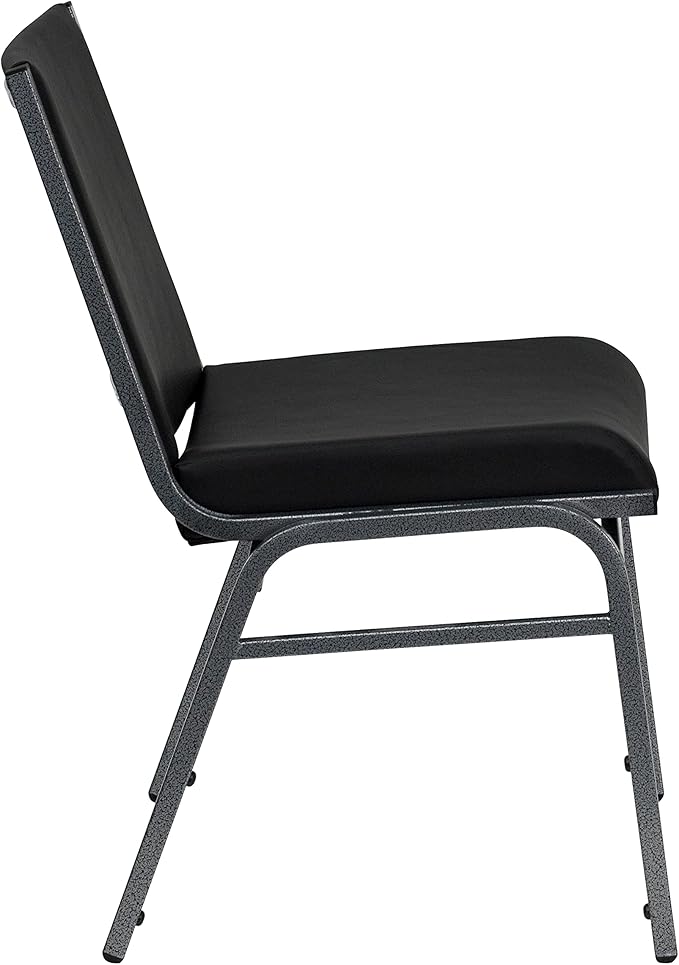 Flash Furniture 4 Pack HERCULES Series Heavy Duty Black Vinyl Stack Chair