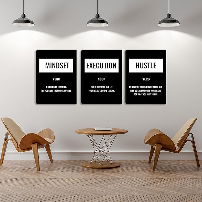 Motivational Positive Poster Canvas Wall Art for Men Women Office Inspirational Quotes Wall Decor Print Painting Pictures Framed Artwork Decoration for Home Office Bedroom Living Room (60"Wx28"H)
