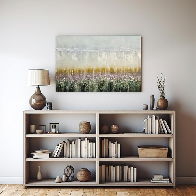 gaosoul Modern Abstract Wall Art Impressionist Style Oil Painting Prints on Gallery Wrapped Canvas Neutral Tone Abstract Wall Decor for Living Room Bedroom Office Framed 30x20in