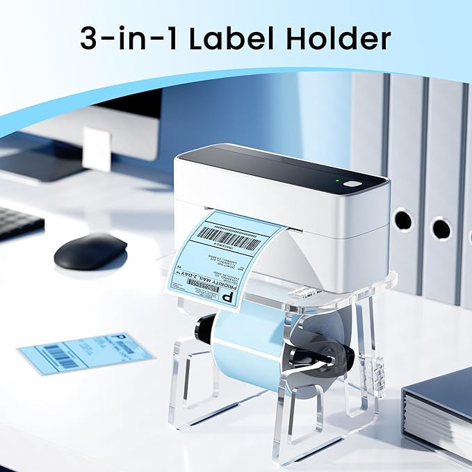 D450BT Shipping Label Printer Pink&Label Holder with Adhesive Backing,Bluetooth Thermal Label Printer 4x6for Small Business, Shipping Packages, Office, Home, Compatible with Ebay, USPS, Shopify, Amazo