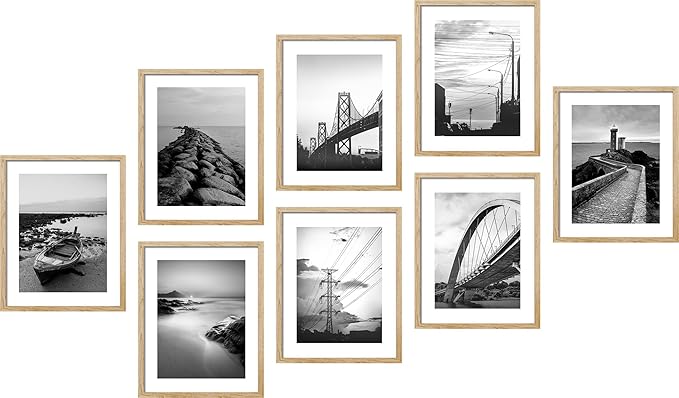 SIGNWIN Poster Wall Art Set of Black & White Ocean Beach Seascape Nature Wilderness for Living Room, Bedroom, Office - 8"x10"x 8