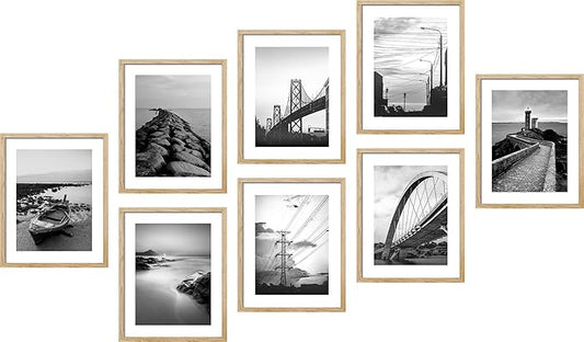 SIGNWIN Poster Wall Art Set of Black & White Ocean Beach Seascape Nature Wilderness for Living Room, Bedroom, Office - 8"x10"x 8
