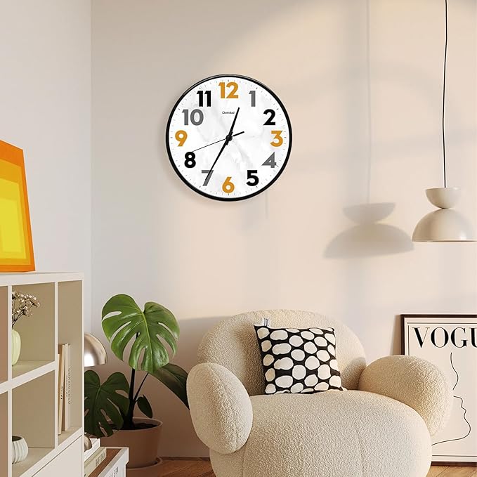 Wall Clock, 10'' Easy to Read Silent Non-Ticking Modern Wall Clocks for Bedroom, Living Room, Kitchen, Office, School Home Decor, Gifts for Christmas Birthday (White)