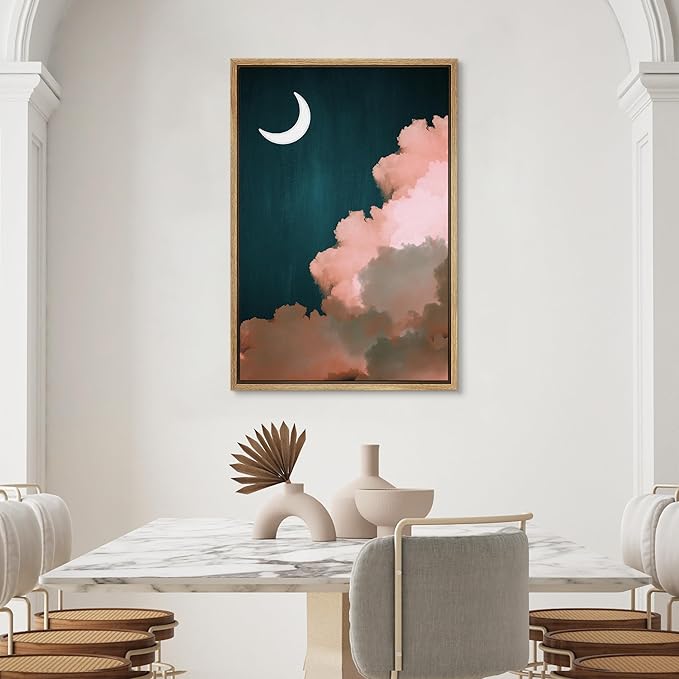 SIGNWIN Framed Canvas Wall Art Pink Cloud on Sky Canvas Prints Home Artwork Decoration for Living Room,Bedroom - 24x36 inches