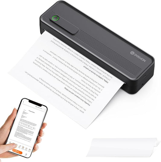 A41 Bluetooth Thermal Printer, Portable Inkless Printer for Travel Supports 8.5 x 11 Inch Paper, Small Mobile Printing Device Ideal for Office, School, Home