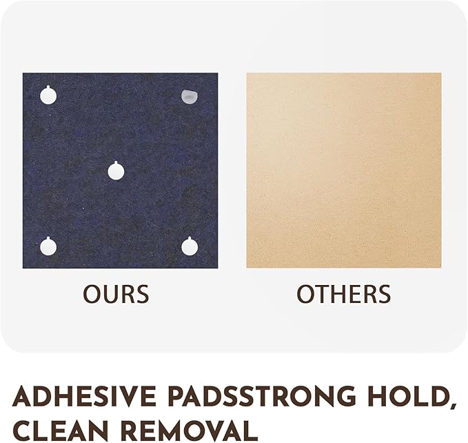 MISSDAY Blue Acoustic Wall Panel Felt Bulletin Board 24" x 36" Cork Board for Wall, 6-Pack Boards with 36 Removable Adhesive Tabs, 50 Pushpins, Pin Board for Home Office Classroom Soundproof Tiles